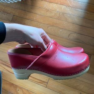Sanita Red Leather Clogs womens 41